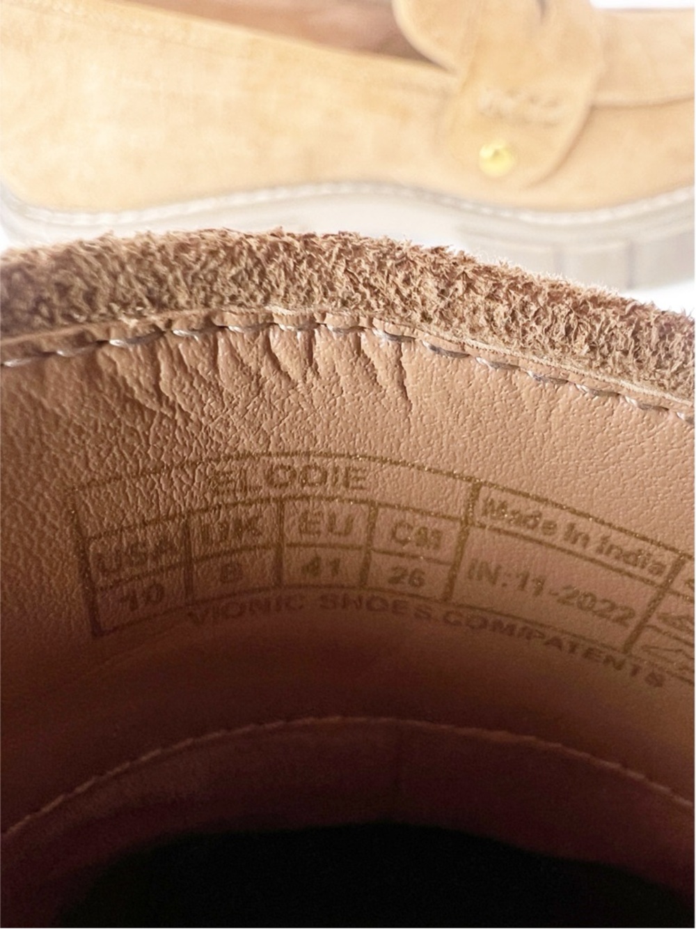 VIONIC Women’s Size 10 Tan Brown Nubuck Elodie Platform Penny Loafer - Picture 12 of 12